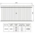 Традиционный дизайн 1.2 / 1.5 / 1.8m. HX 2.4 M. W Алюминиевый черный забор